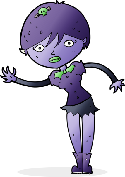 Bir insan tarafından çizilmiş vampir kız çizgi filmi.