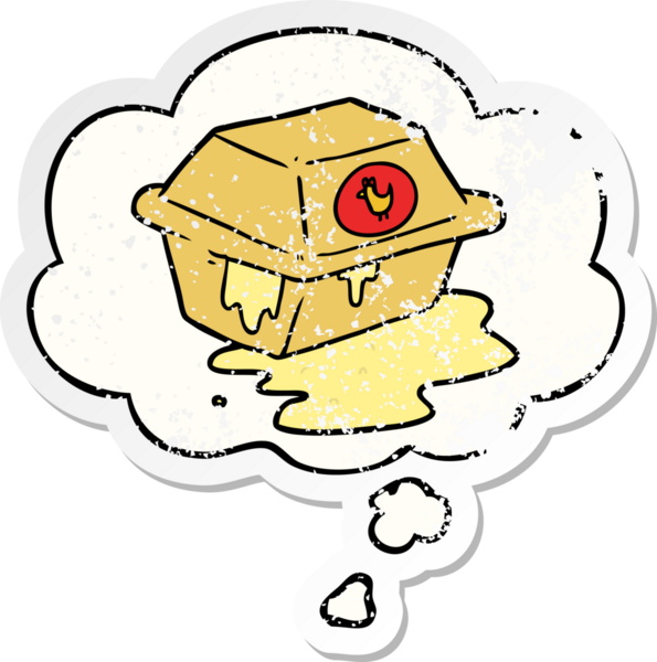 Çizgi film, insan tarafından çizilmiş yıpranmış bir çıkartma olarak düşünce baloncuğuyla çıkarılır.