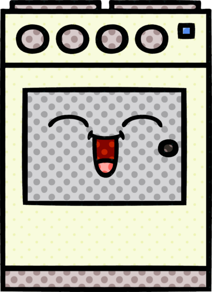 Bir insan tarafından çizilmiş mutfak fırınının çizgi romanı.