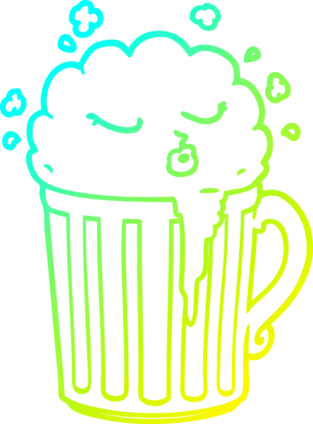 Bir insan tarafından çizilmiş bira bardağının soğuk gradyan çizimi.