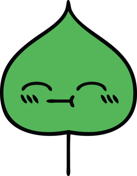 Bir insan tarafından çizilmiş dışavurumsal yaprağın sevimli karikatürü.