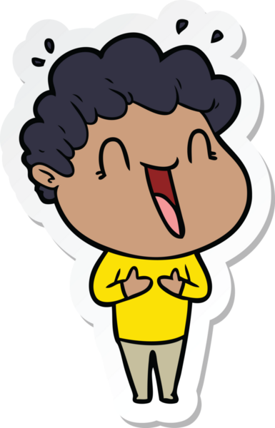 Bir insan tarafından çizilmiş mutlu bir adamın karikatür çıkartması.