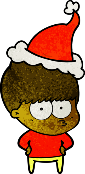 Bir insan tarafından çizilmiş Noel Baba şapkası takan bir çocuğun çizilmiş eli gergin.