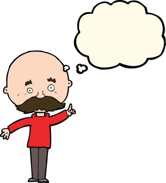 Bir insan tarafından çizilmiş düşünce balonlu kel bir adam.