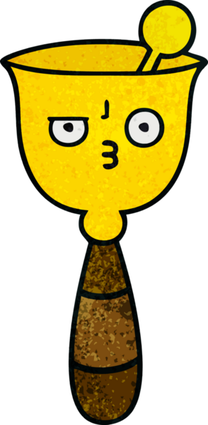 Bir insan tarafından çizilmiş okul çanının retro grunge desenli karikatürü.