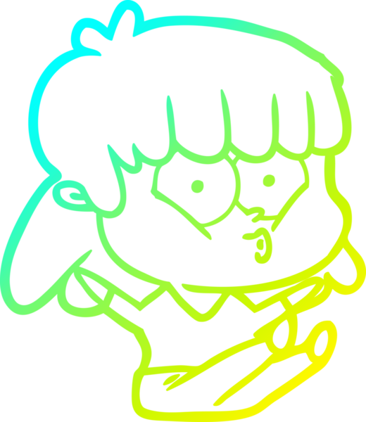 Bir insan tarafından çizilen ıslık çalan bir kızın soğuk gradyan çizgisi.