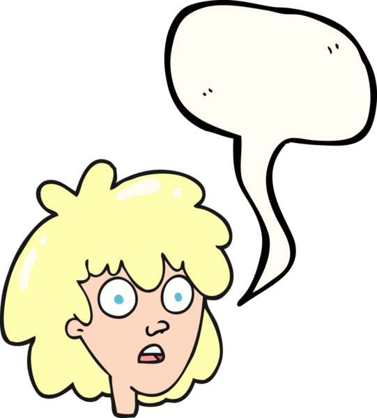 Bir insan tarafından çizilmiş serbest konuşma balonu kadın yüzü.