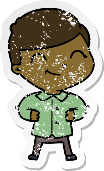 Bir insan tarafından çizilmiş kalçaları olan karikatürcü bir çocuğun sıkıntılı çıkartması.