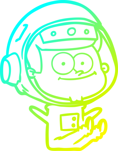 Bir insan tarafından çizilmiş mutlu bir astronot çizgi filmi.