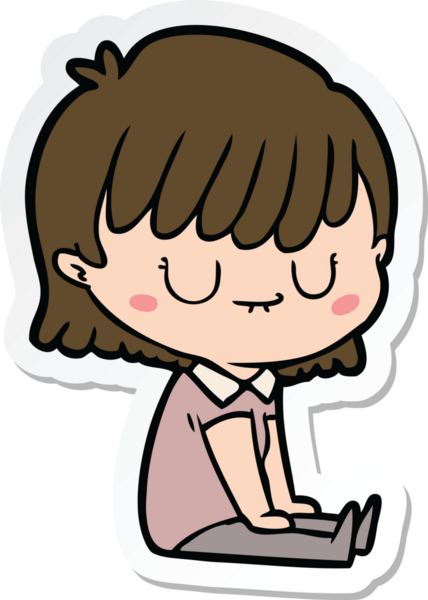 Bir insan tarafından çizilmiş bir karikatür kadının çıkartması.