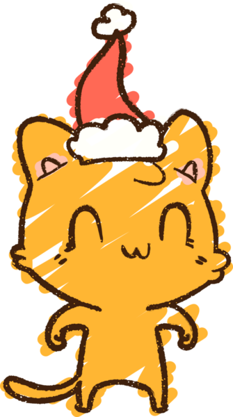 Bir insan tarafından çizilen Noel Kedisi Tebeşiri