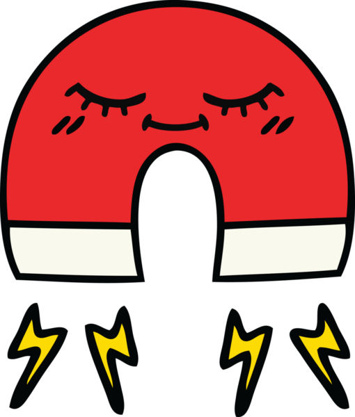 Bir insan tarafından çizilmiş şirin bir mıknatıs karikatürü