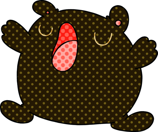 Bir insan tarafından çizilmiş komik çizgi film tarzı şarkı söyleyen ayı.