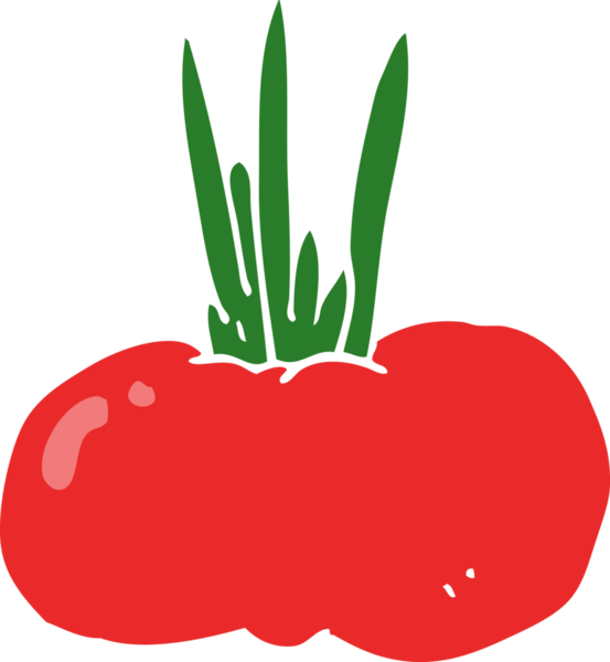 Bir insan tarafından çizilmiş düz renkli sebze karikatürü