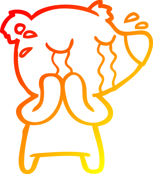 Bir insan tarafından çizilmiş ağlayan kutup ayısının sıcak çizgi çizimi