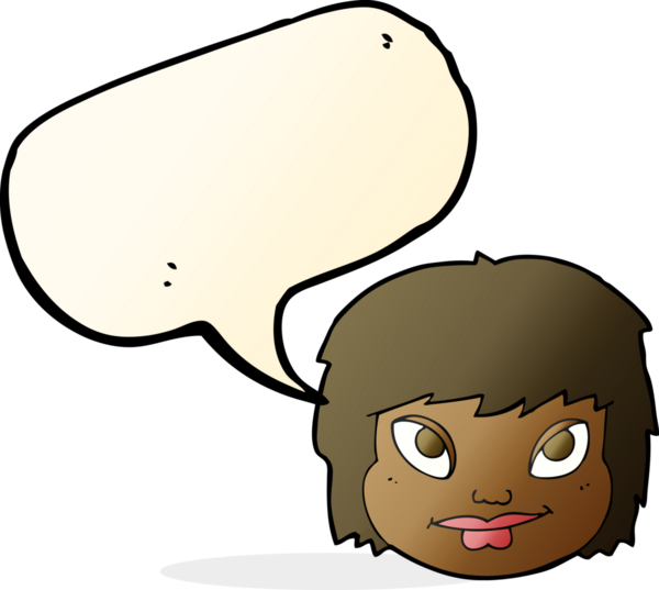 Bir insan tarafından çizilmiş konuşma baloncuğu olan bir kadın yüzü.