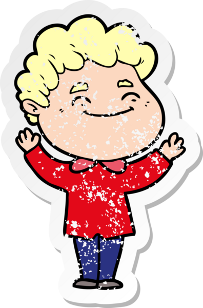 Bir insan tarafından çizilmiş, karikatür dostu bir adamın sıkıntılı çıkartması.