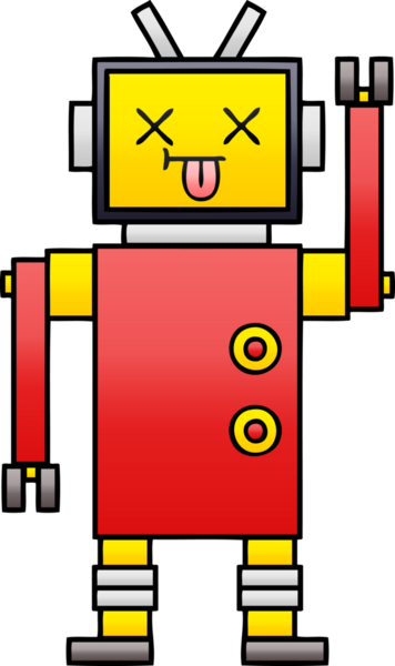 Bir insan tarafından çizilmiş bir robotun gölgelenmiş çizimi