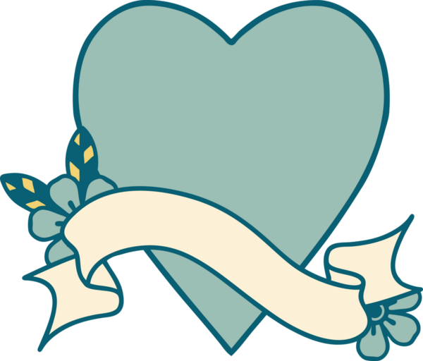 Bir insan tarafından çizilmiş kalp sancağıyla geleneksel dövme