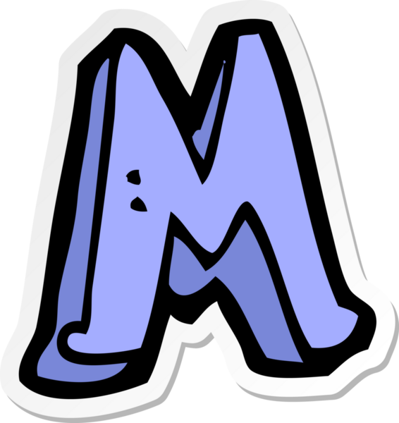 Bir insan tarafından çizilmiş M harfinin çıkartması.