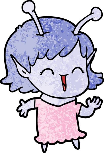 Bir insan tarafından çizilmiş uzaylı kız.