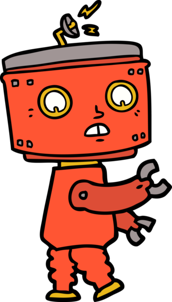 Bir insan tarafından çizilmiş çizgi film robotu