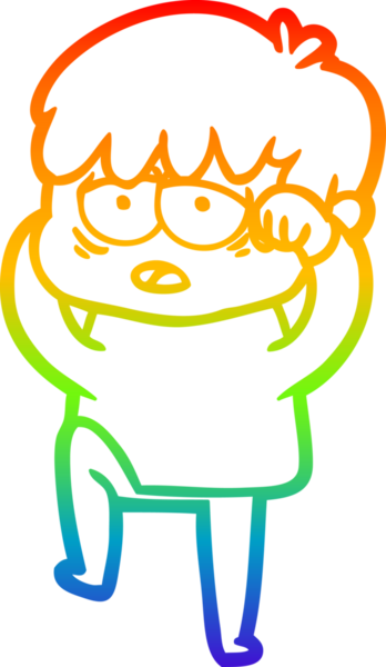 gökkuşağı gradyan çizgi çizimi bir insan tarafından çizilmiş bitkin bir çocuk