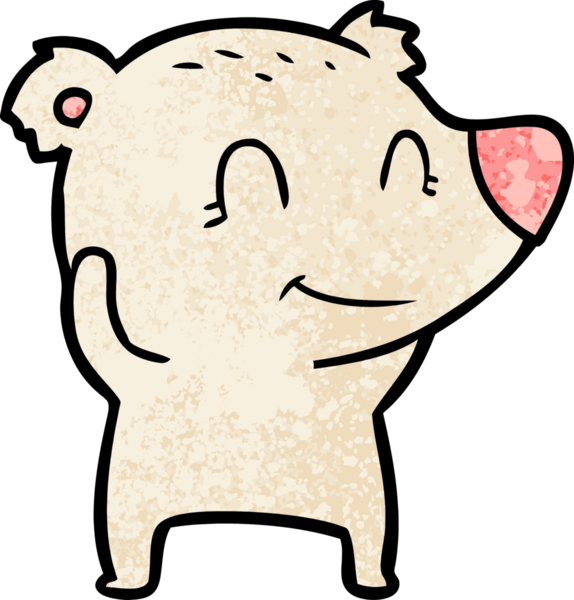 Bir insan tarafından çizilmiş gülümseyen kutup ayısı çizgi filmi