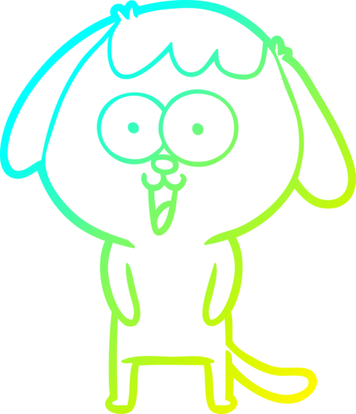 Bir insan tarafından çizilmiş şirin bir çizgi köpeğin soğuk gradyan çizgisi.