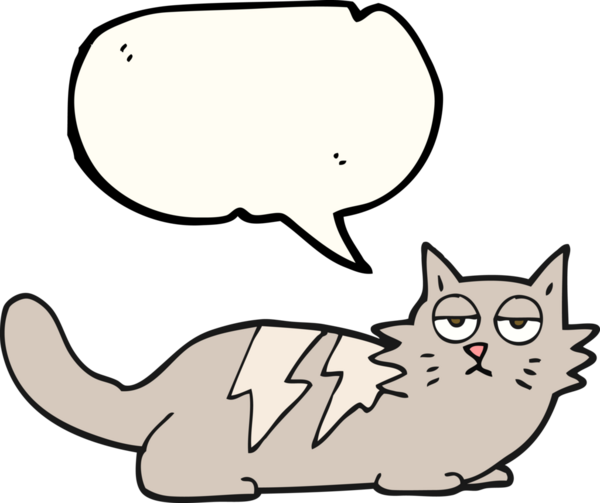 Bir insan tarafından çizilmiş serbest konuşma balonu çizgi film kedisi