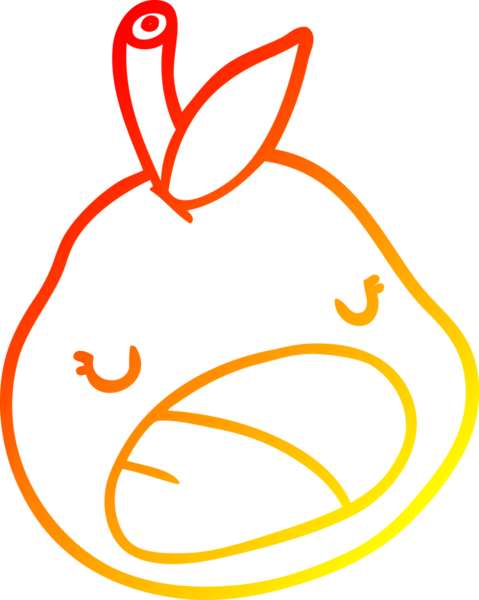 Bir insan tarafından çizilmiş şirin bir armutun sıcak eğimli çizgisi