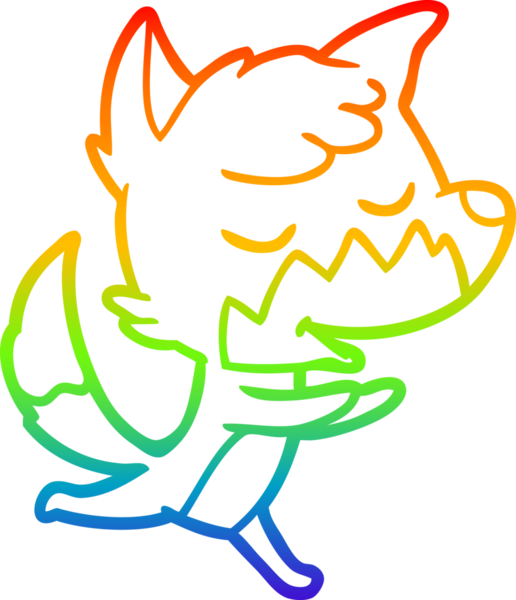 gökkuşağı gradyan çizimi bir insan tarafından çizilen dost bir tilki çizgi filmi