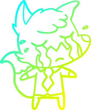 Bir insan tarafından çizilmiş ağlayan bir tilki çizgi filminin soğuk gradyan çizimi