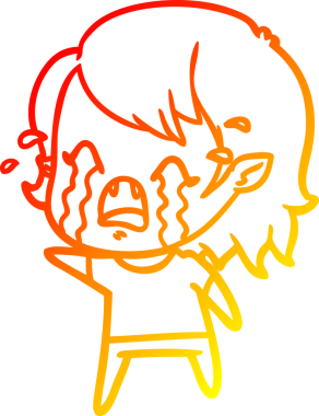 Bir insan tarafından çizilmiş ağlayan vampir kız çizgi filmi.