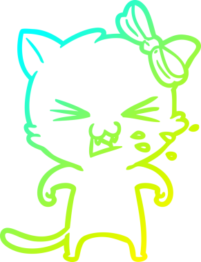 Bir insan tarafından çizilen çizgi film kedisinin soğuk gradyan çizgisi.