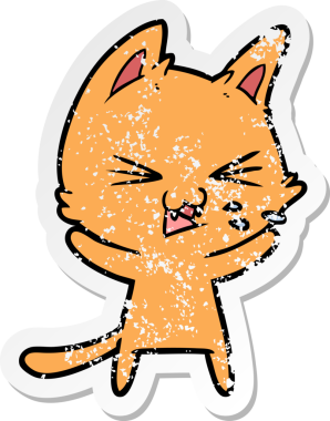 Bir insan tarafından çizilmiş bir çizgi film kedisinin sıkıntılı çıkartması.