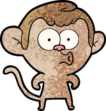 Bir insan tarafından çizilmiş korna çalan maymun.