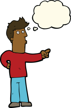 Karikatür meraklısı bir insan tarafından çizilmiş düşünce kabarcığını işaret ediyor.