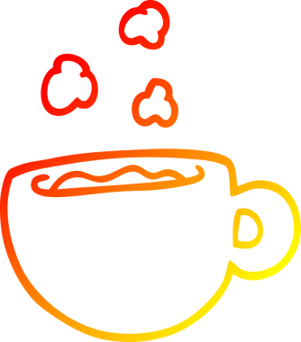 Bir insan tarafından çizilmiş bir kahve fincanının sıcak çizgi çizimi