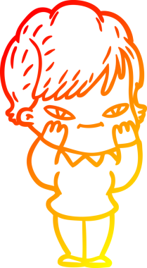 Bir insan tarafından çizilmiş mutlu bir kadının çizgi çizimi.