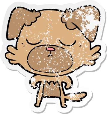 Bir insan tarafından çizilmiş şirin bir köpeğin sıkıntılı çıkartması.