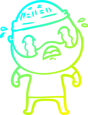 Bir insan tarafından çizilmiş ağlayan sakallı bir adamın çizdiği soğuk çizgi.