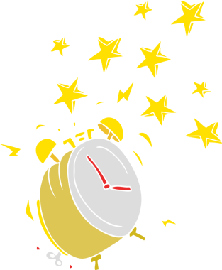 Bir insan tarafından çizilmiş çalar saatin düz renk çizimi