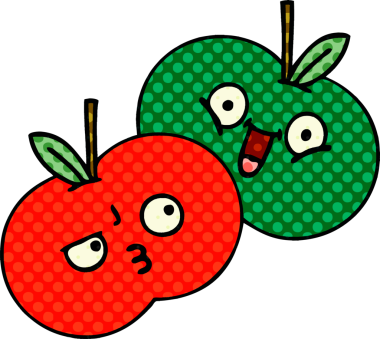 bir insan tarafından çizilmiş elmaların çizgi romanı