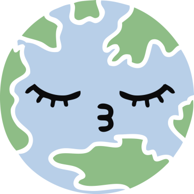 Bir insan tarafından çizilmiş düz renkli bir yeryüzü çizgi filmi.