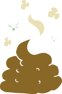 Bir insan tarafından çizilen iğrenç kakanın düz renk çizimi