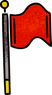 Bir insan tarafından çizilmiş kırmızı bayrağın retro grunge desen karikatürü