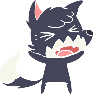 bir insan tarafından çizilmiş kızgın düz renkli tilki çizimi