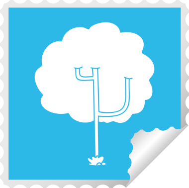 Bir insan tarafından çizilmiş kare soyulmuş tuhaf çizgi film ağacı.