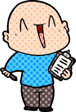 Bir insan tarafından çizilmiş mutlu, kel adam.